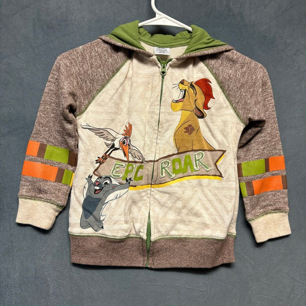 Disney Lion King Hoodie Kids 5/6 Zip Up Simba Raglan Epic Roar Spell Out Graphic